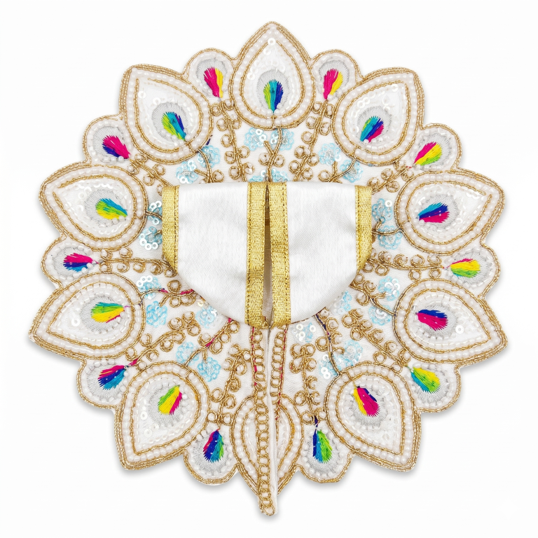 Tiny Shiny Laddu Gopal Poshak Thakur Ji Dress Heavy Designer Dress for Kanha Ji Fancy Dress for Bal Krishna Janmaasthmi Special for Ladoo Gopal Ji (Size-4)