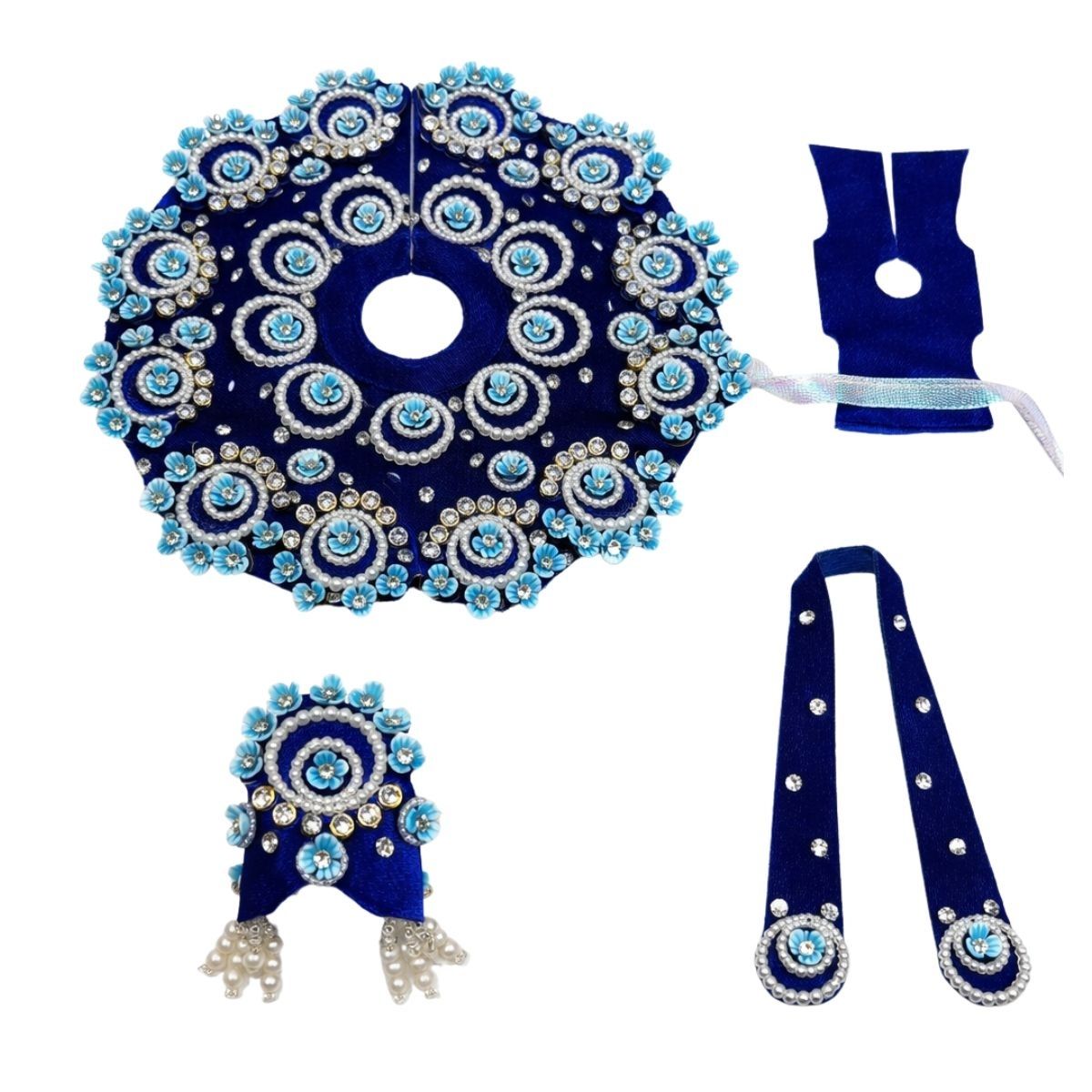 Tiny Shiny Laddu Gopal Poshak Thakur Ji Dress Heavy Designer Dress for Kanha Ji Fancy Dress for Bal Krishna Janmaasthmi Special for Ladoo Gopal Ji (Size- 1 to 6)