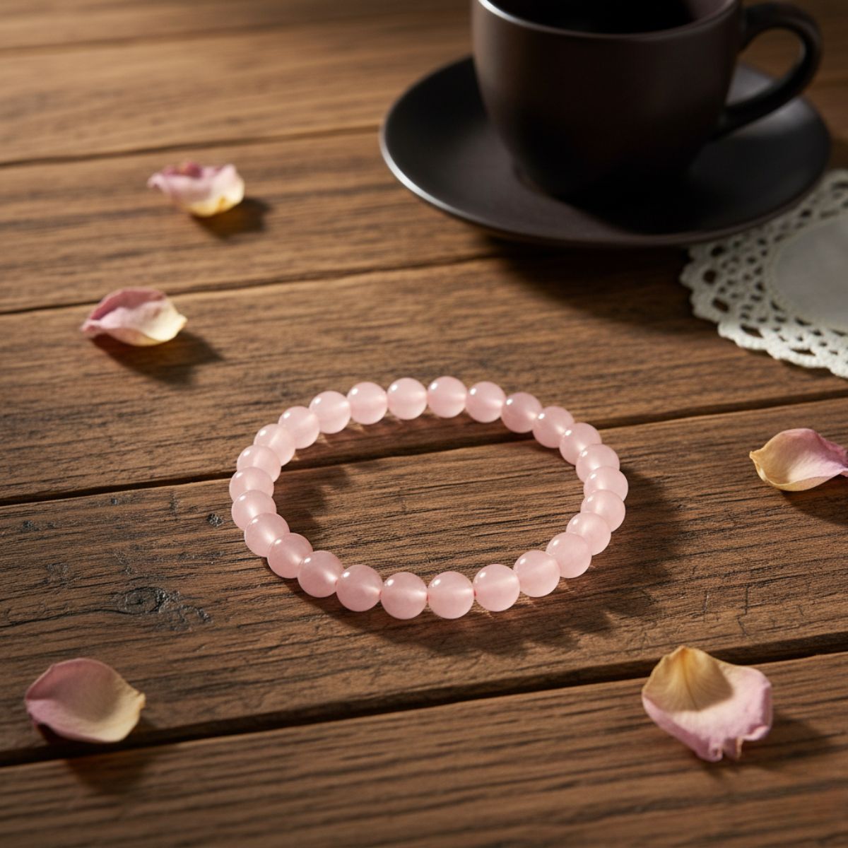Rose Quartz Bracelet – Natural Crystal Beaded Bracelet for Women, Love & Healing Energy Stone Jewelry Gift