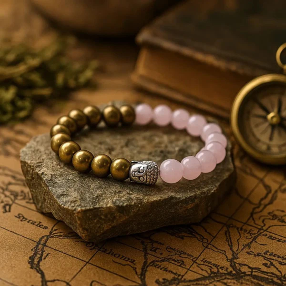 Rose Quartz & Golden Hematite Bracelet – Natural Healing Crystal Beads for Men & Women, Love & Positivity Energy Bracelet, Stretchable Handcrafted Jewelry Gift - image 3