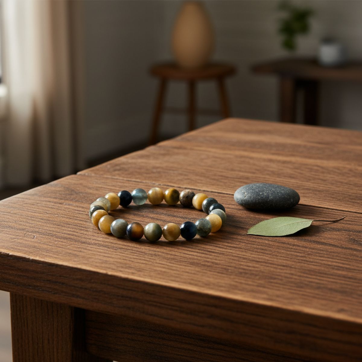 Cat’s Eye Crystal Bracelet – Natural Lehsunia Stone Beads for Protection & Good Luck, Stretchable Handmade Bracelet for Men & Women - image 3