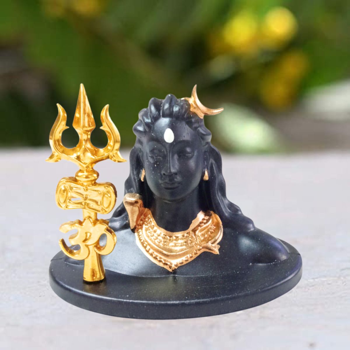 Tiny Shiny Medium Adiyogi Shiva Statue with Trishul