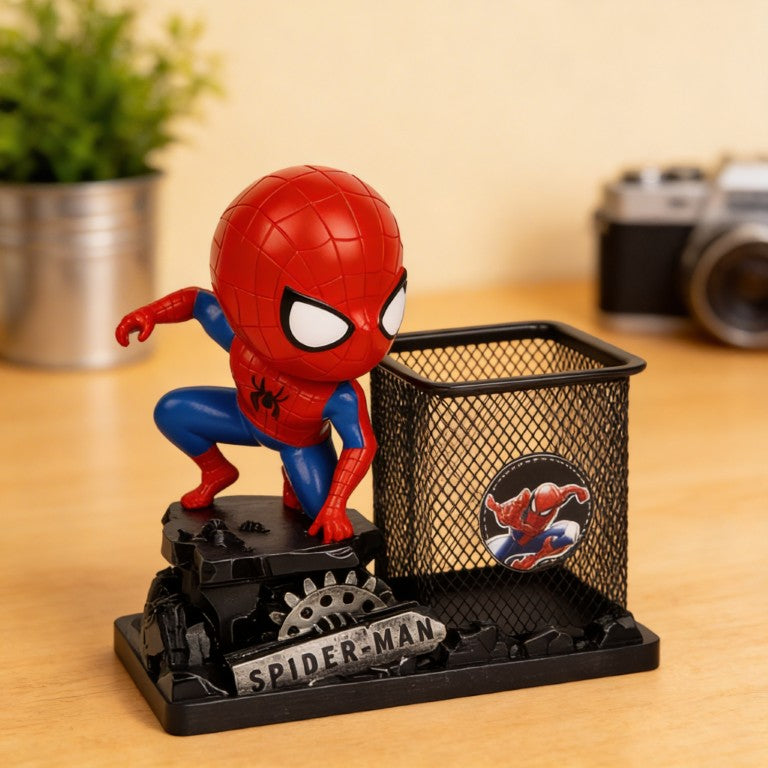 Spider-Man Action Pose Desk Organizer | Superhero Figurine Pen Holder