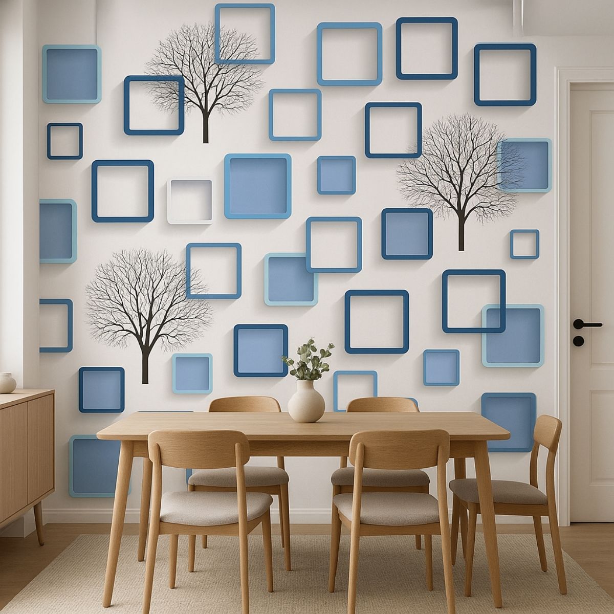 Blue Box Self-Adhesive Wallpaper