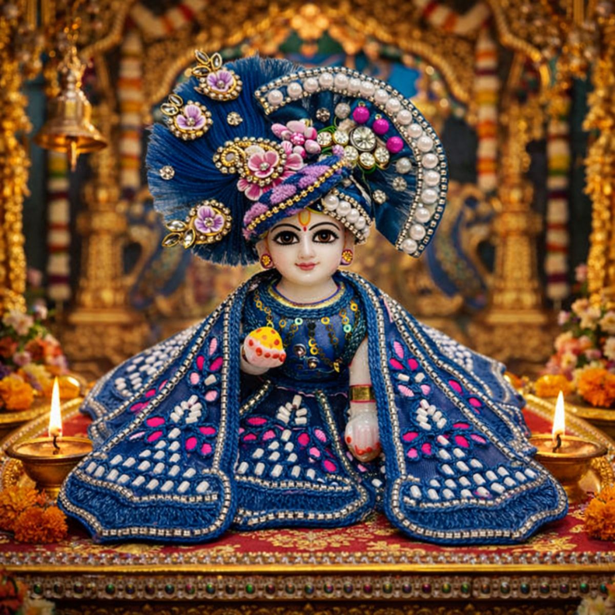 Tiny Shiny Laddu Gopal Poshak Thakur Ji Dress Heavy Designer Dress for Kanha Ji Fancy Dress for Bal Krishna Janmaasthmi Special for Ladoo Gopal Ji (Size- 0 to 6)