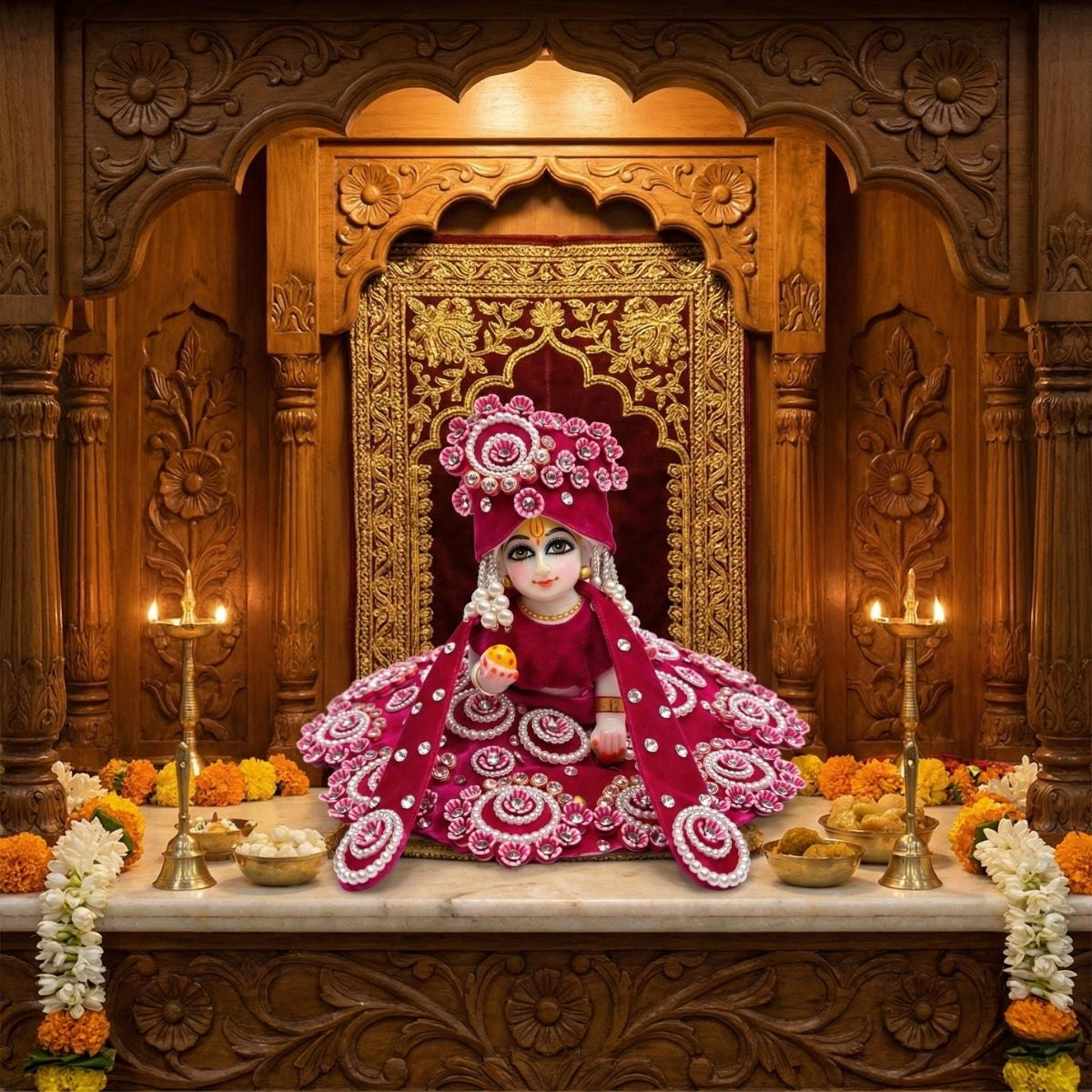 Tiny Shiny Laddu Gopal Poshak Thakur Ji Dress Heavy Designer Dress for Kanha Ji Fancy Dress for Bal Krishna Janmaasthmi Special for Ladoo Gopal Ji (Size- 1 to 6)