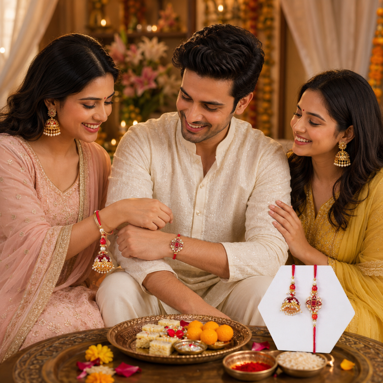 the timeless bond of love with the Tiny Shiny Bhai Bhabhi Rakhi Set