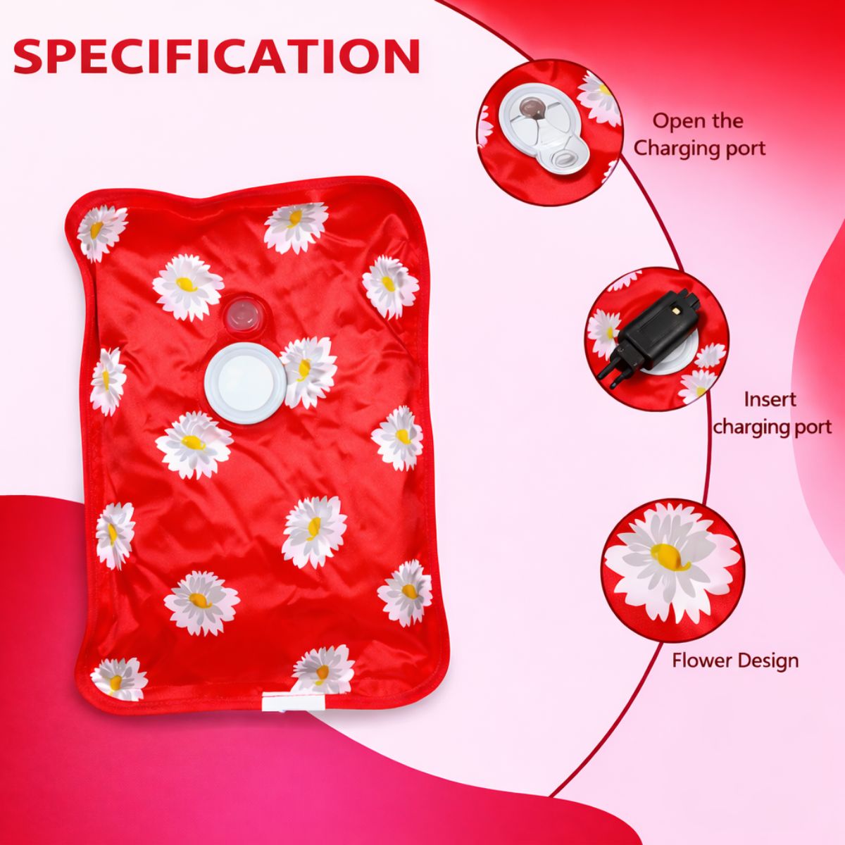 Hot Water Bag Care Heating Bag Gel For Pain Relief Heat Pad Electric For Pain Relief Electric Heating Pad For Back Pain Men & Women With Charging Cord(Multicolour)