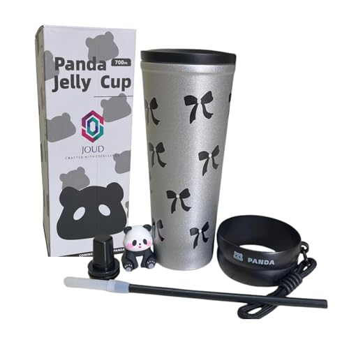 Panda Jelly Cup with Straw & Carry Strap – 700ml Cute Insulated Tumbler for Kids & Girls
