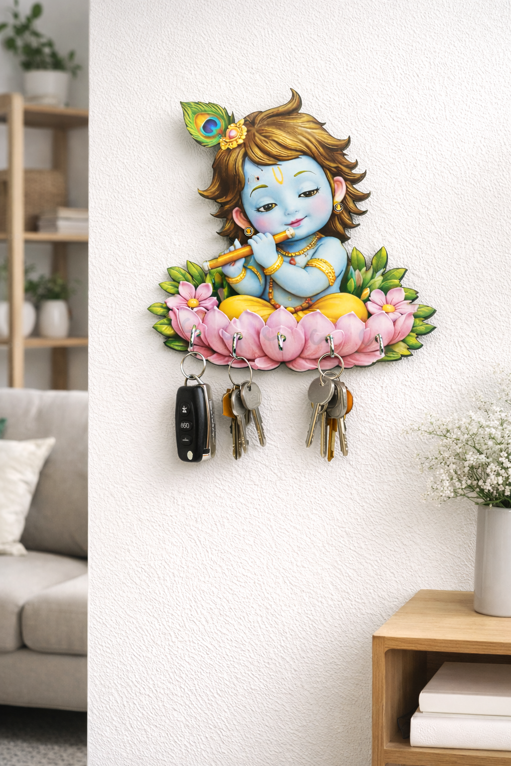 Baby Krishna Key Holder Wall Mount