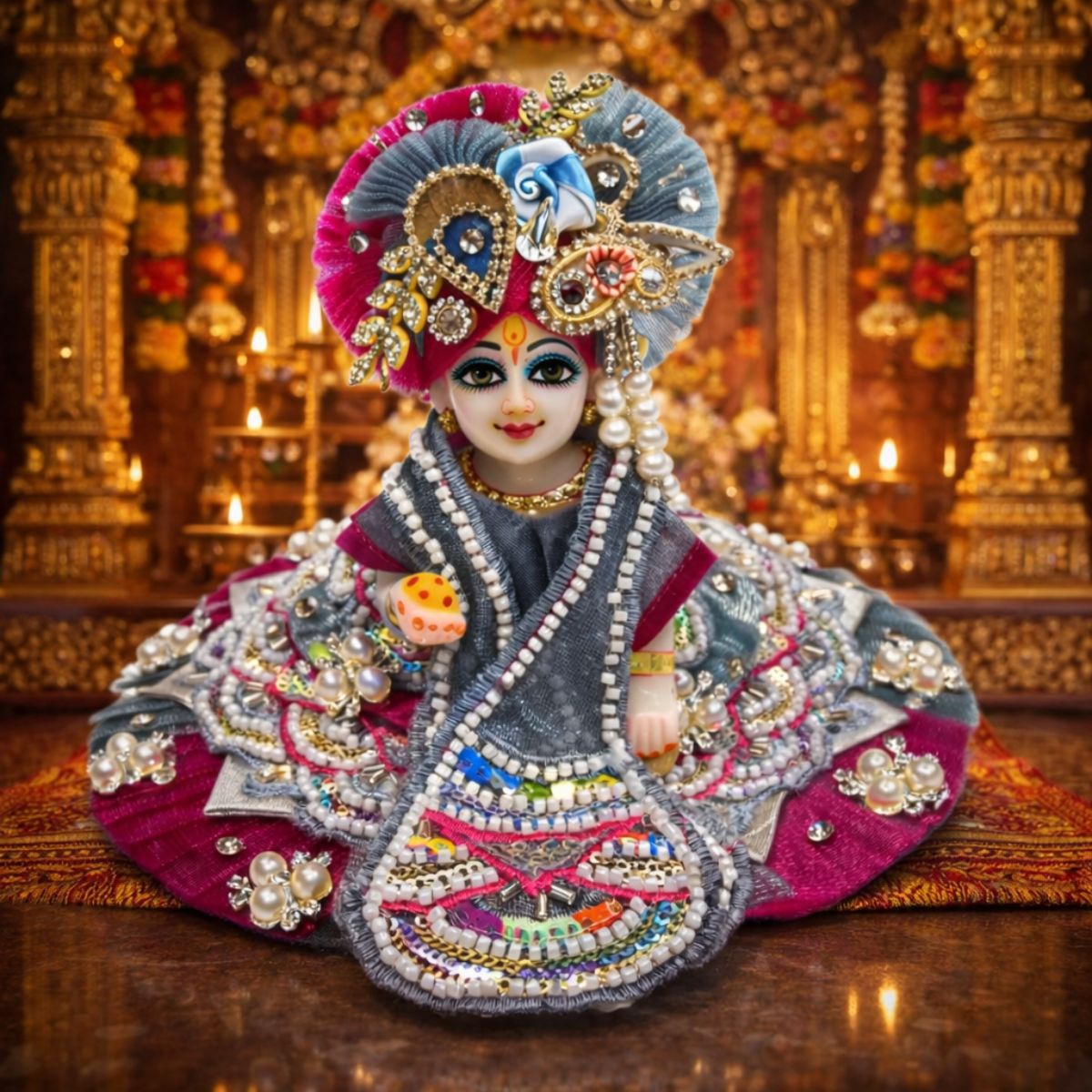 Tiny Shiny Laddu Gopal Poshak Thakur Ji Dress Heavy Designer Dress for Kanha Ji Fancy Dress for Bal Krishna Janmaasthmi Special for Ladoo Gopal Ji (Size- 2 to 6)