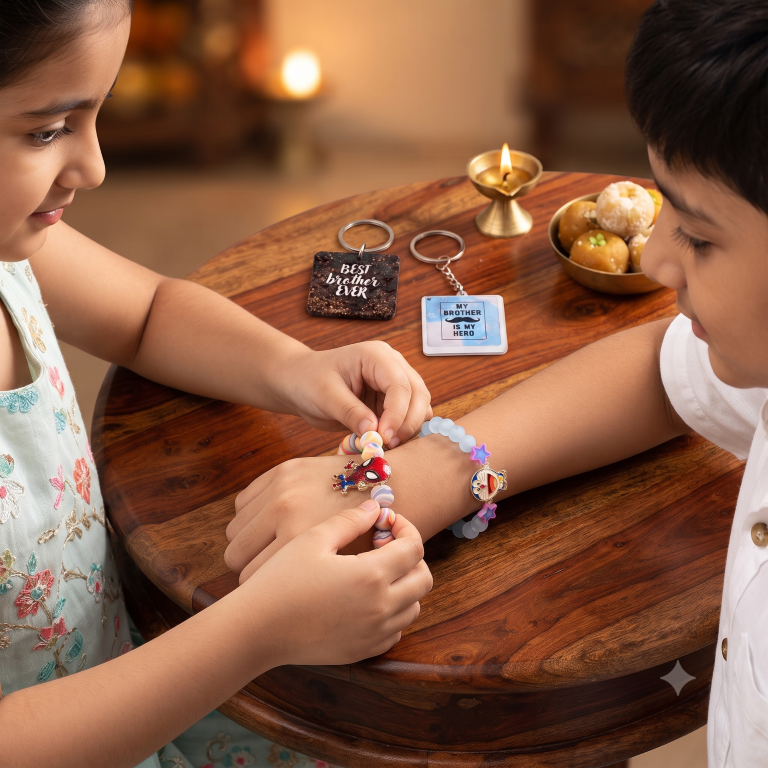 Spider Hero & Doraemon Bracelet Bro Kids Rakhi Set of 2 Designer Rakhi for Brother