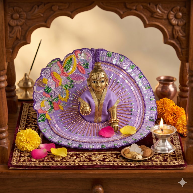 Tiny Shiny Laddu Gopal Poshak Thakur Ji Dress Heavy Designer Dress for Kanha Ji Fancy Dress for Bal Krishna Janmaasthmi Special for Ladoo Gopal Ji (Size-3 to 5)