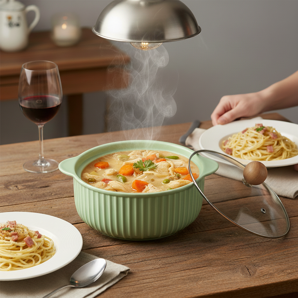Ceramic Casserole Dish with Lid | Oven Safe, Heat Resistant Cookware | Durable Serving Bowl with Handles | Ideal for Cooking, Baking & Serving (Multi Colour)