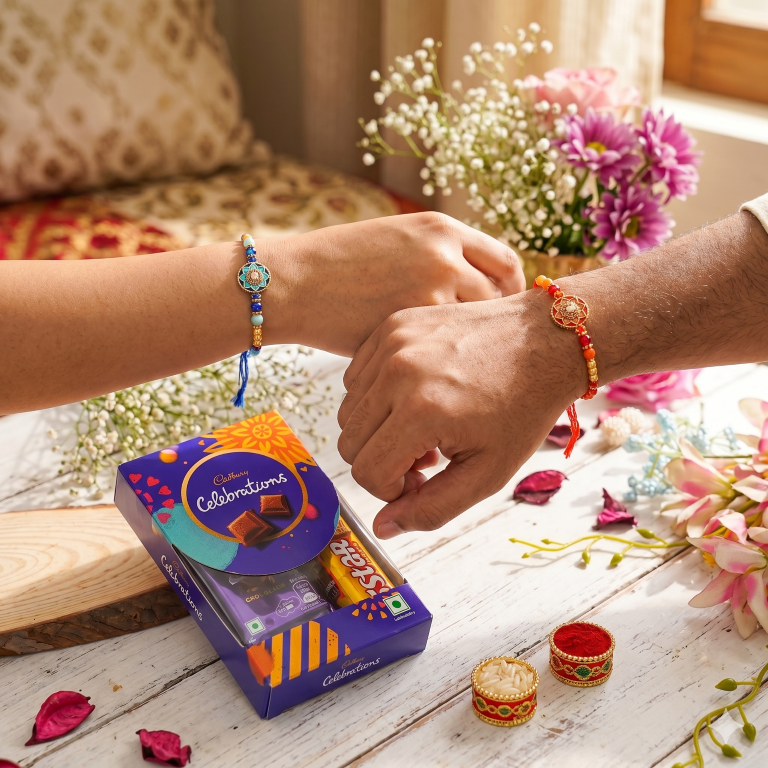 Set of 2 Floral Mandala Rakhi Pair for Brother, Bhai, Multicolor