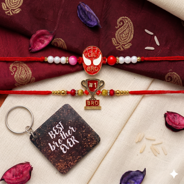 Lil Bro & No.1 Bro Kids Rakhi Set of 2 Designer Rakhi for Brother