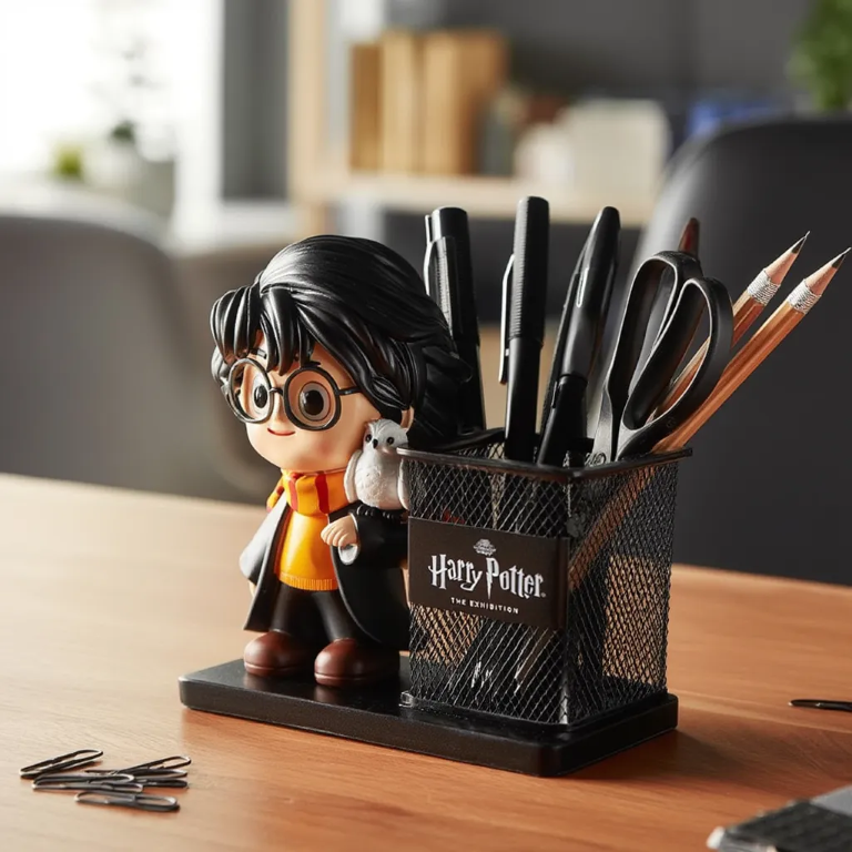 Chibi Harry Potter & Hedwig Desk Organizer | Magical Figurine Pen Holder