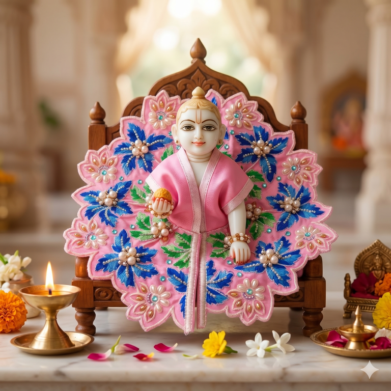 Tiny Shiny Laddu Gopal Poshak Thakur Ji Dress Heavy Designer Dress for Kanha Ji Fancy Dress for Bal Krishna Janmaasthmi Special for Ladoo Gopal Ji (Size-4 And 5)