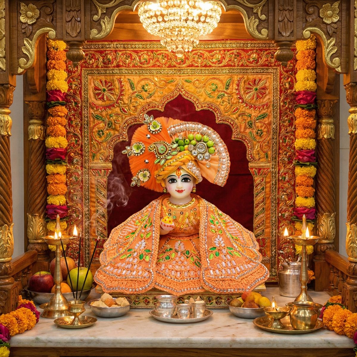 Tiny Shiny Laddu Gopal Poshak Thakur Ji Dress Heavy Designer Dress for Kanha Ji Fancy Dress for Bal Krishna Janmaasthmi Special for Ladoo Gopal Ji (Size- 0 to 6)