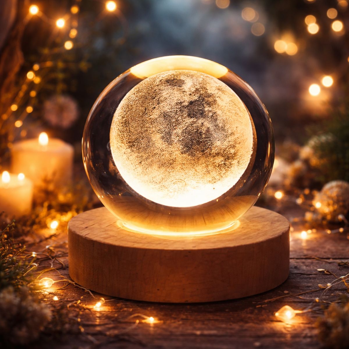 Tiny Shiny 3D Laser Engraved Moon Model Crystal  Glass Ball