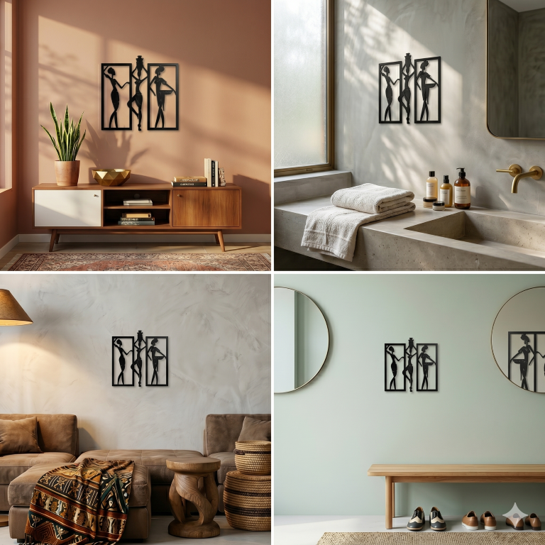 Tribal African Women MDF Wall Decor | 3D Wall Art For Bedroom & Living Room | Woman Decorative Showpiece