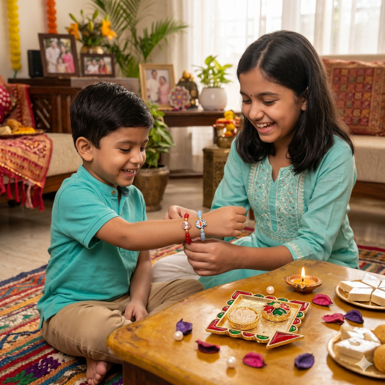 Kids Rakhi Combo Set of 2 with Chocolate, Best Brother Keychain & Roli Chawal | Raksha Bandhan Gift Hamper for Boys