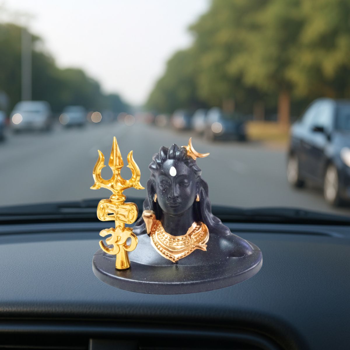 Tiny Shiny Medium Adiyogi Shiva Statue with Trishul