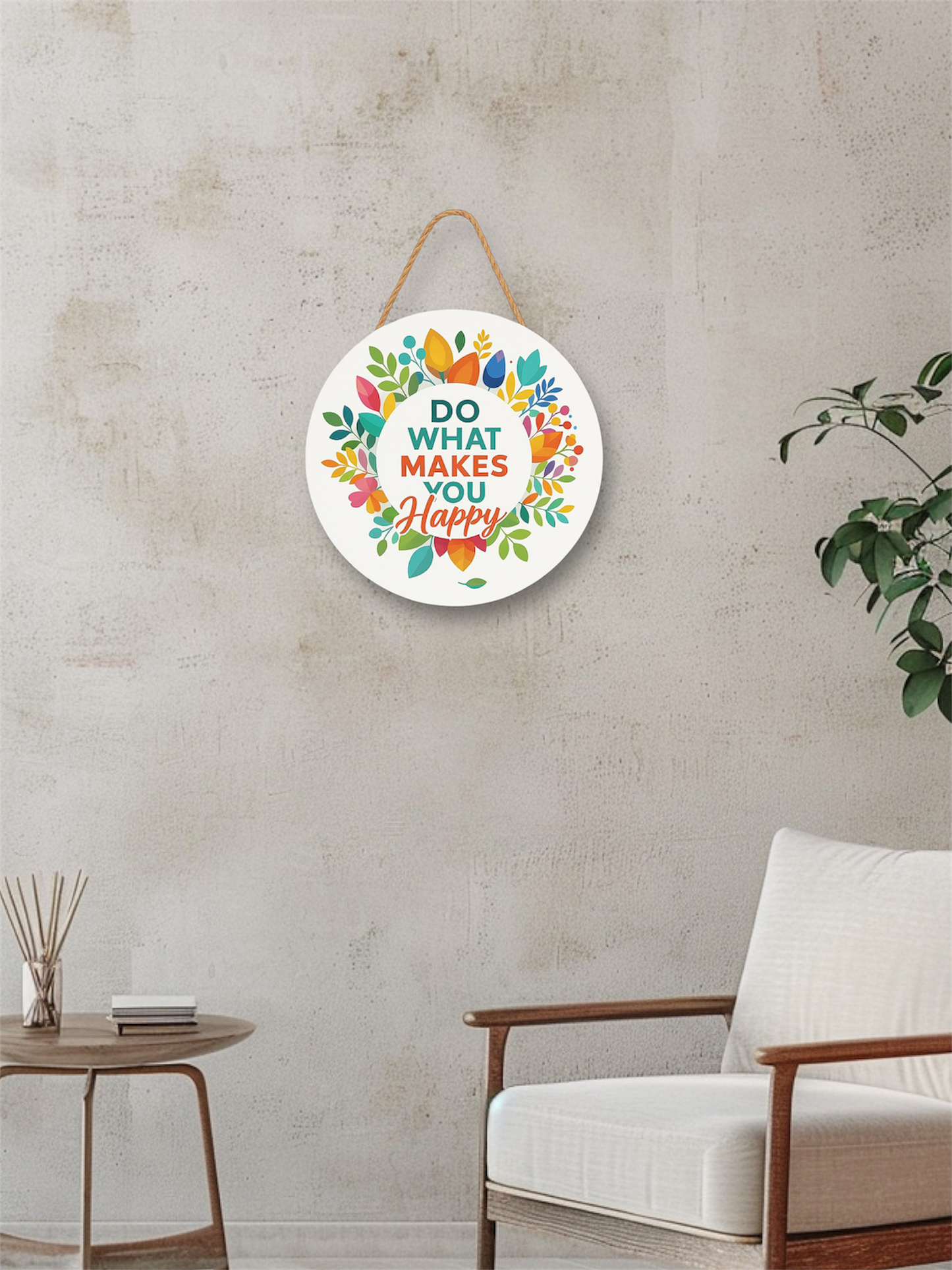 Do What Makes You Happy Floral Hanging Wall Plaque for Home Décor