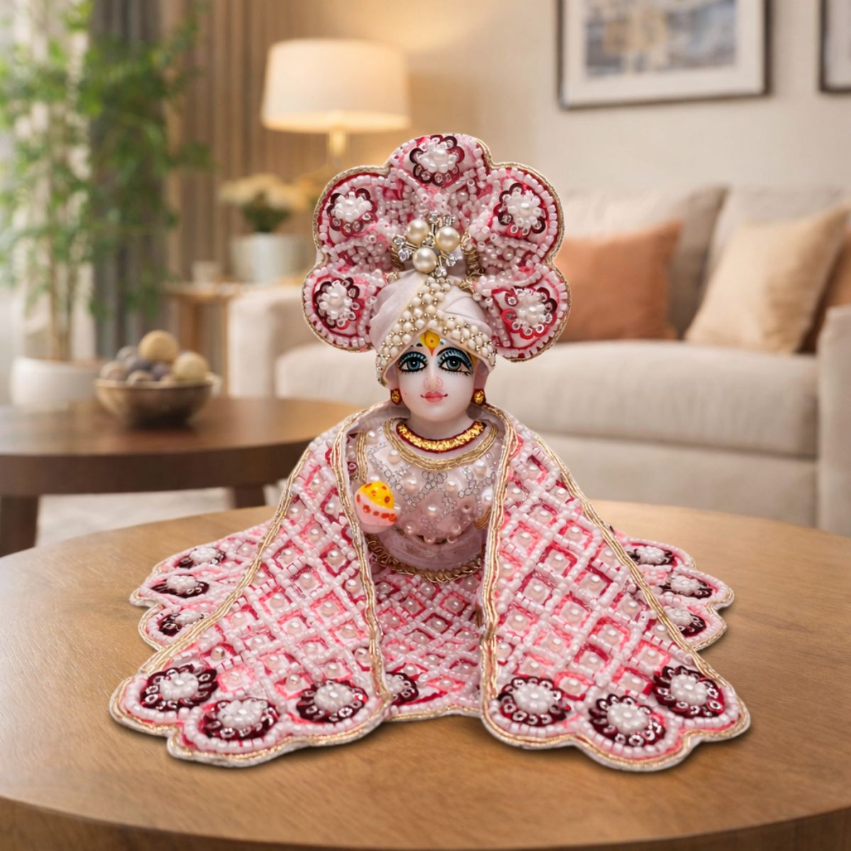 Tiny Shiny Laddu Gopal Poshak Thakur Ji Dress Heavy Designer Dress for Kanha Ji Fancy Dress for Bal Krishna Janmaasthmi Special for Ladoo Gopal Ji (Size- 0 to 6)