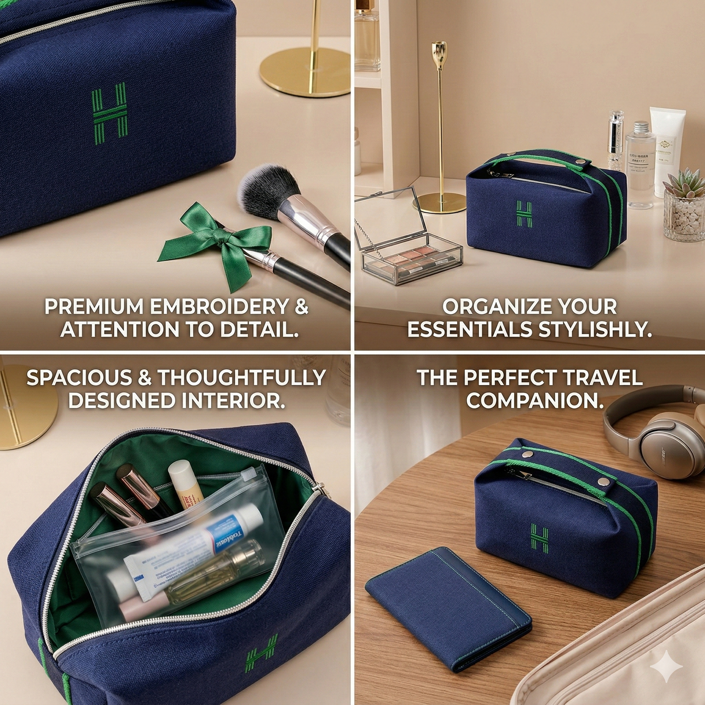 Tiny Shiny Hanging Travel Makeup Bag — Portable  Cosmetic Organizer Toiletry Bag for Men and Women