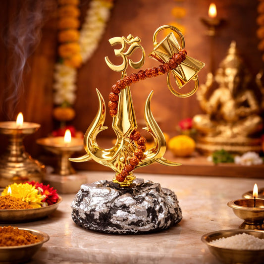 Shiva Trishul Idol with Om 10.5 cm