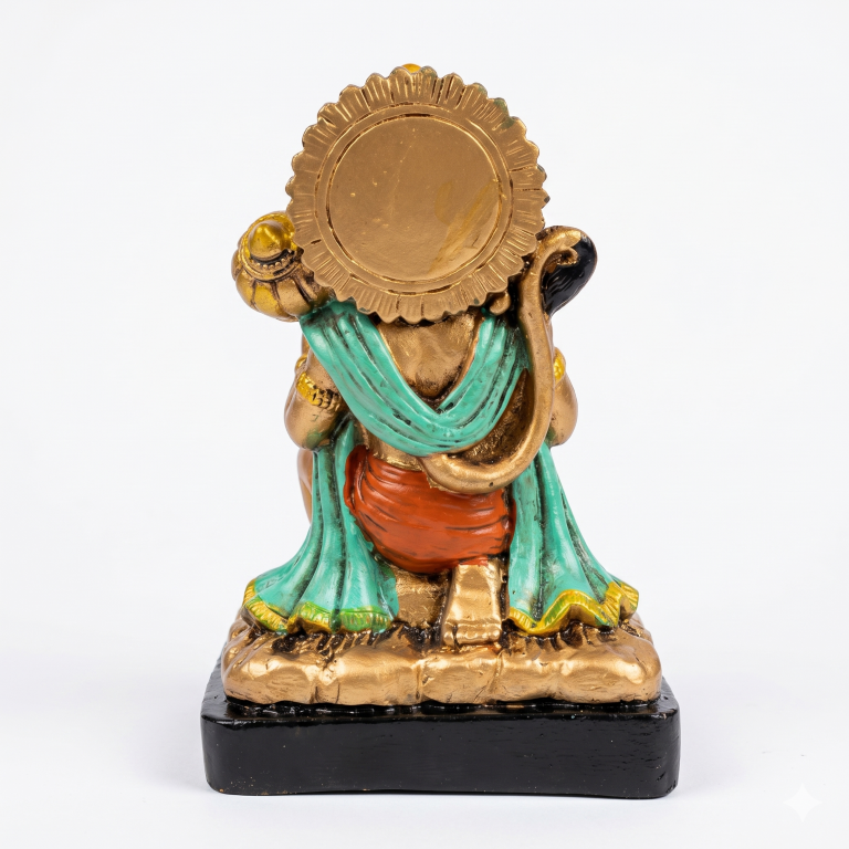 Divine Lord Hanuman Idol with Gada - Antique Bronze Finish & Vibrant Accents (13 cm) | Bajrang Bali Murti for Home & Office