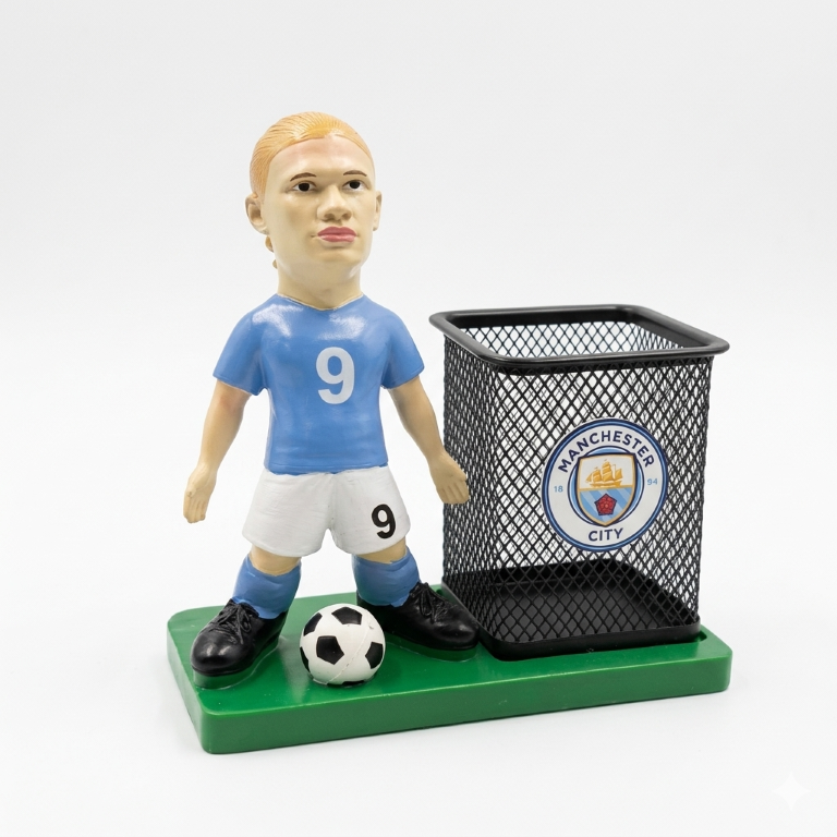 Erling Haaland Manchester City Edition Footballer Figurine Pen Holder