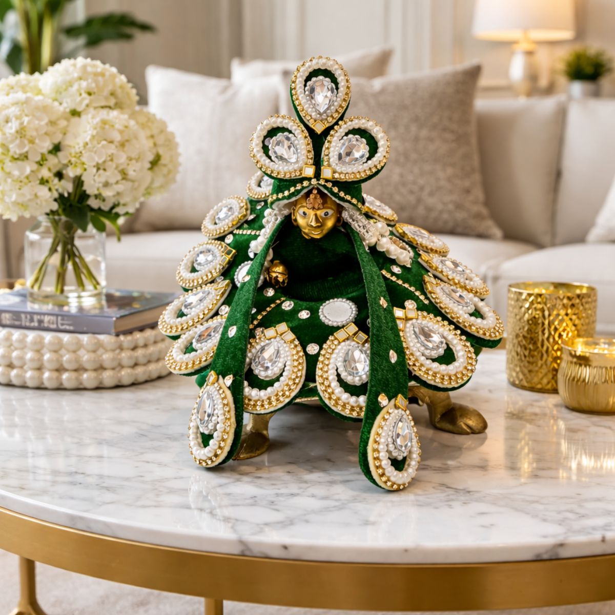 Tiny Shiny Laddu Gopal Poshak Thakur Ji Dress Heavy Designer Dress for Kanha Ji Fancy Dress for Bal Krishna Janmaasthmi Special for Ladoo Gopal Ji (Size-2 , Inch-6)