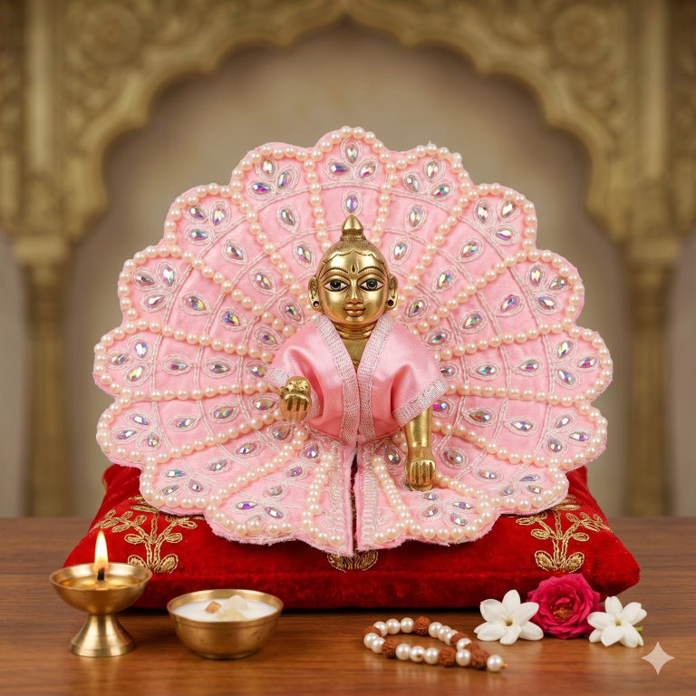 Tiny Shiny Laddu Gopal Poshak Thakur Ji Dress Heavy Designer Dress for Kanha Ji Fancy Dress for Bal Krishna Janmaasthmi Special for Ladoo Gopal Ji (Size- 4 And 5)
