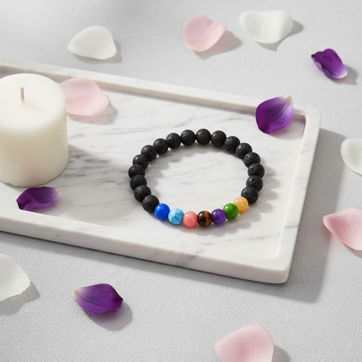 Tiny Shiny 7 Chakra Bracelet Original Certified with LavaStone for Chakra Healing, Money, Health, Protection, Peace, Positivity and Manifestation - image 2