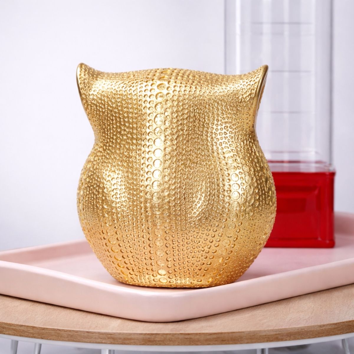 Tiny Shiny Golden Owl Showpiece for Home Decor – Handcrafted Resin Owl Statue for Living Room, Office Desk & Bookshelf – Modern Vastu Feng Shui Good Luck Figurine - image 3