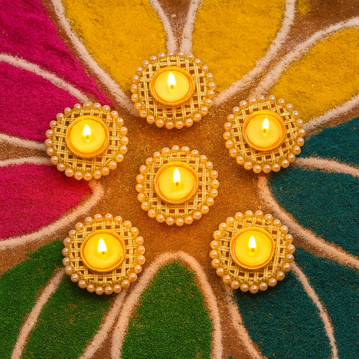 6 Piece T-Light Holder Set | Fabric, Metal & Bits | TinyShinyGifts