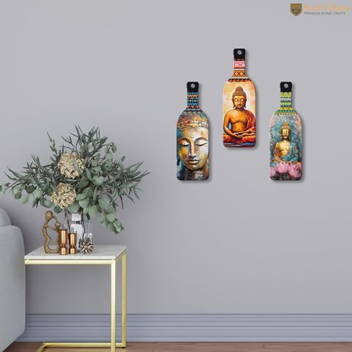 Meditating Gautam Buddha Portrait Art Wooden Wall Hanging for Home Decor | Wall Design | Wall Poster | Stylish Sinary | Paintings | Craft For Everyone | Couple Gift |
