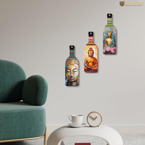 Meditating Gautam Buddha Portrait Art Wooden Wall Hanging for Home Decor | Wall Design | Wall Poster | Stylish Sinary | Paintings | Craft For Everyone | Couple Gift |