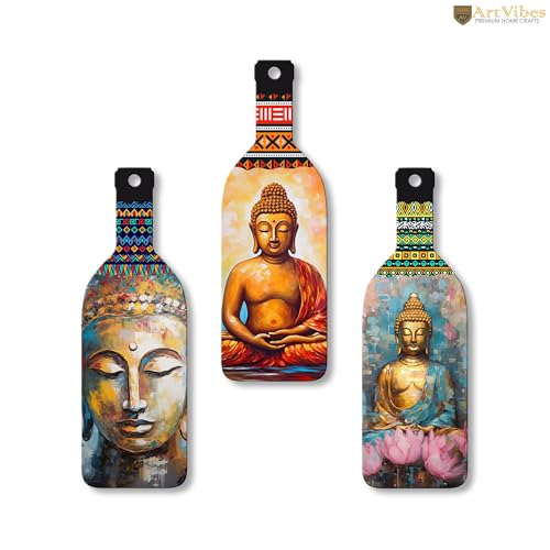 Meditating Gautam Buddha Portrait Art Wooden Wall Hanging for Home Decor | Wall Design | Wall Poster | Stylish Sinary | Paintings | Craft For Everyone | Couple Gift |