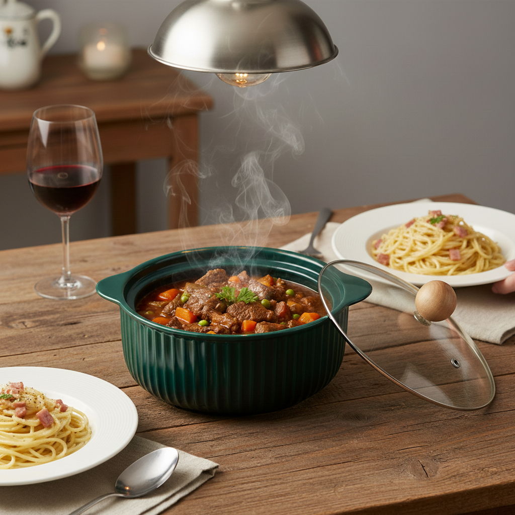 Ceramic Casserole Dish with Lid | Oven Safe, Heat Resistant Cookware | Durable Serving Bowl with Handles | Ideal for Cooking, Baking & Serving (Multi Colour)