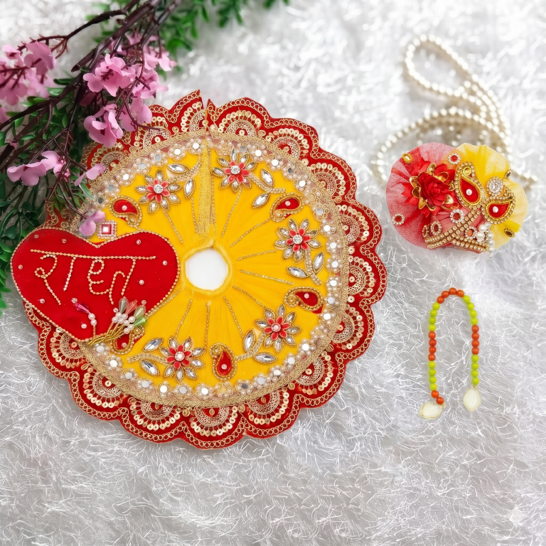 Tiny Shiny Laddu Gopal Poshak Thakur Ji Dress Heavy Designer Dress for Kanha Ji Fancy Dress for Bal Krishna Janmaasthmi Special for Ladoo Gopal Ji (Size-1 to 6)
