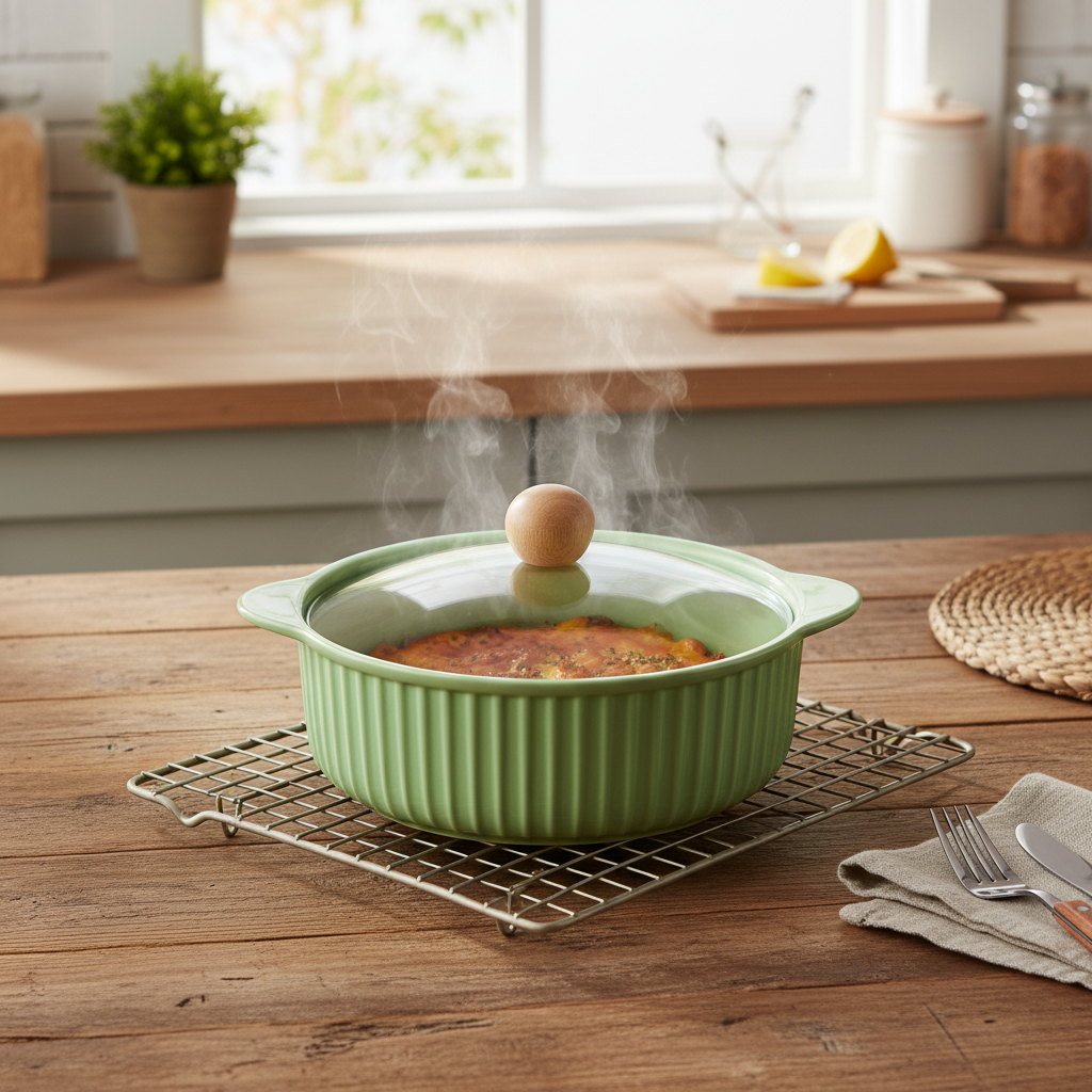 Ceramic Casserole Dish with Lid | Oven Safe, Heat Resistant Cookware | Durable Serving Bowl with Handles | Ideal for Cooking, Baking & Serving (Multi Colour)
