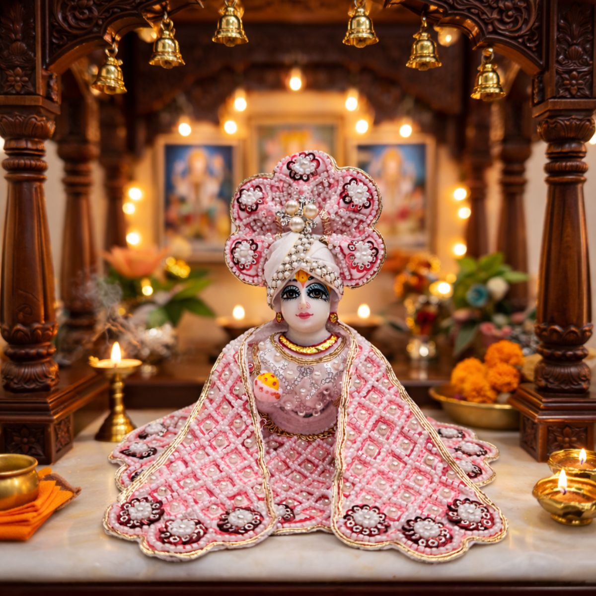 Tiny Shiny Laddu Gopal Poshak Thakur Ji Dress Heavy Designer Dress for Kanha Ji Fancy Dress for Bal Krishna Janmaasthmi Special for Ladoo Gopal Ji (Size- 0 to 6)