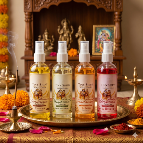 Tiny Shiny Divine Krishna ladoo Gopal/Thakur Radha Rani Fragrance/Perfume for kahna ji/Any tow frarance Pack of 2 and  4(100 ml)
