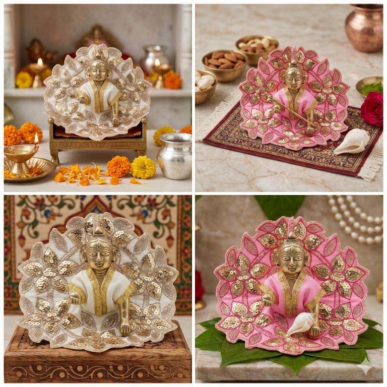 Tiny Shiny Laddu Gopal Poshak Thakur Ji Dress Heavy Designer Dress for Kanha Ji Fancy Dress for Bal Krishna Janmaasthmi Special for Ladoo Gopal Ji (Size-0 to 3")
