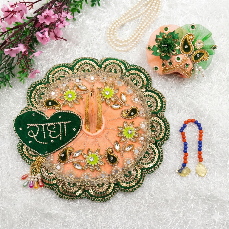 Tiny Shiny Laddu Gopal Poshak Thakur Ji Dress Heavy Designer Dress for Kanha Ji Fancy Dress for Bal Krishna Janmaasthmi Special for Ladoo Gopal Ji (Size-1 to 6)