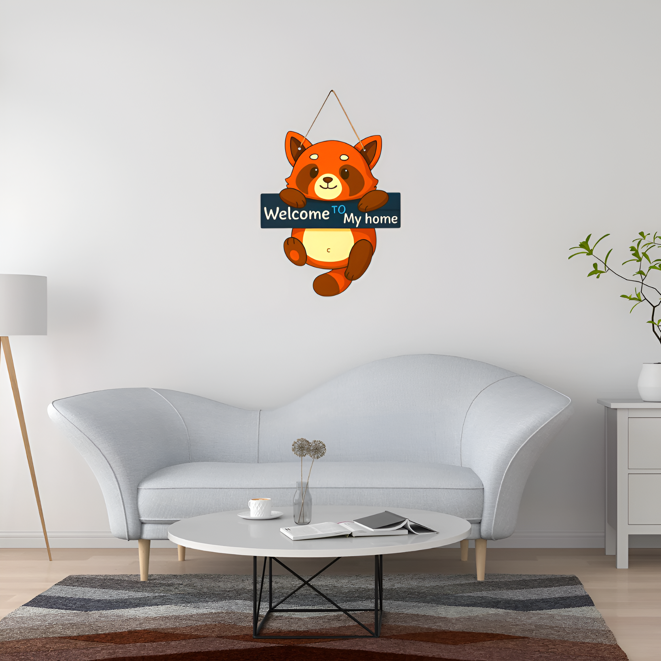 Cute Raccoon Welcome to My Home Hanging Wall Decor Sign