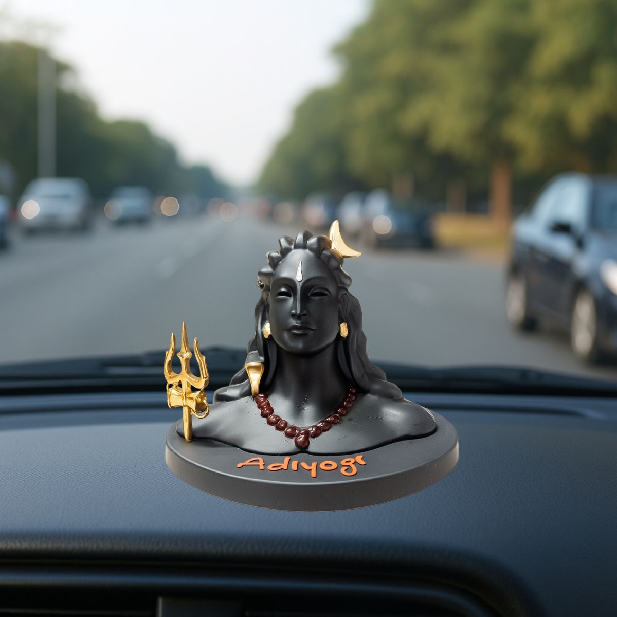 Tiny Shiny Adiyogi Statue with Rudraksh Mala